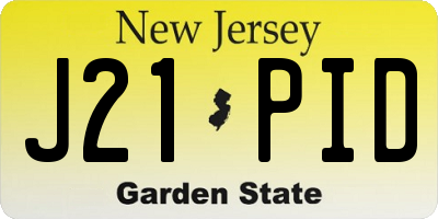 NJ license plate J21PID