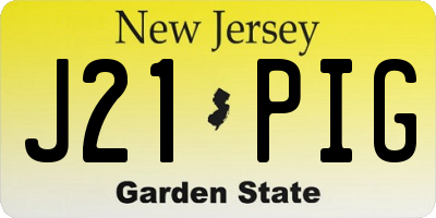 NJ license plate J21PIG