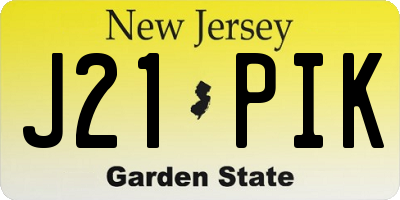 NJ license plate J21PIK