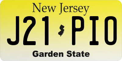 NJ license plate J21PIO