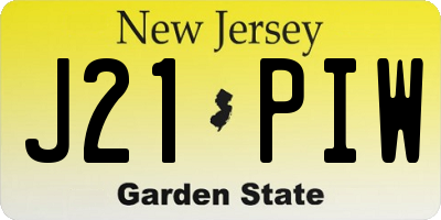 NJ license plate J21PIW