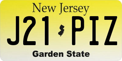NJ license plate J21PIZ