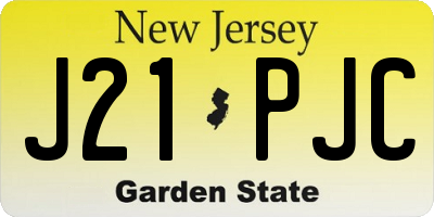 NJ license plate J21PJC
