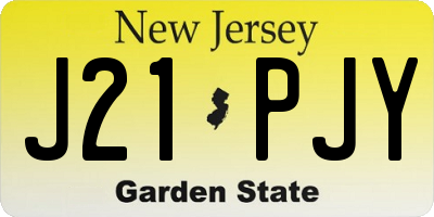 NJ license plate J21PJY