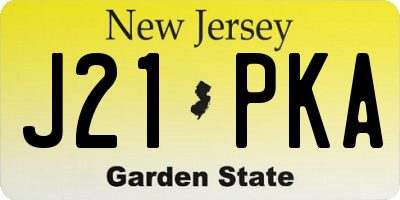 NJ license plate J21PKA