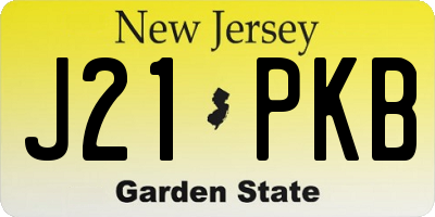 NJ license plate J21PKB