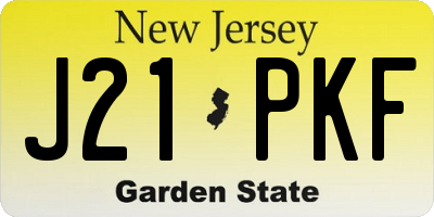 NJ license plate J21PKF