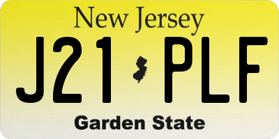NJ license plate J21PLF