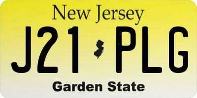 NJ license plate J21PLG
