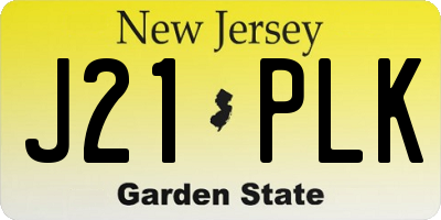 NJ license plate J21PLK