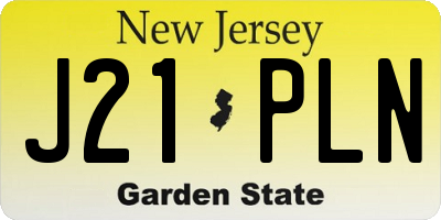 NJ license plate J21PLN