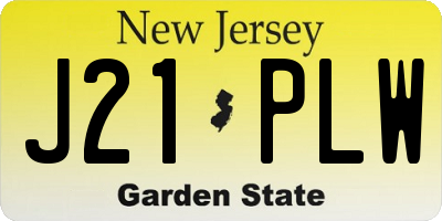 NJ license plate J21PLW