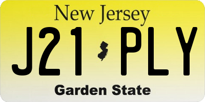 NJ license plate J21PLY