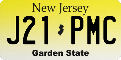 NJ license plate J21PMC