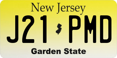 NJ license plate J21PMD