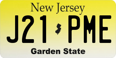 NJ license plate J21PME