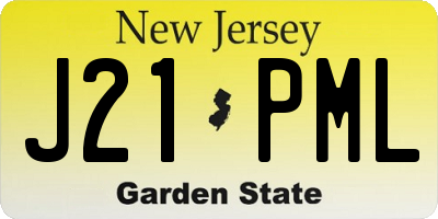 NJ license plate J21PML