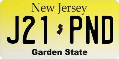 NJ license plate J21PND