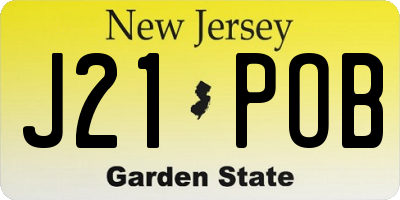 NJ license plate J21POB