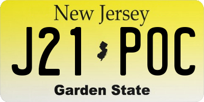NJ license plate J21POC