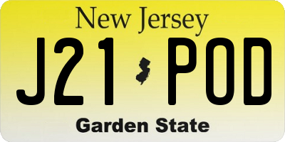 NJ license plate J21POD