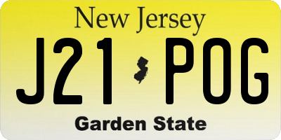 NJ license plate J21POG