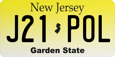 NJ license plate J21POL