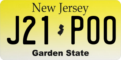 NJ license plate J21POO