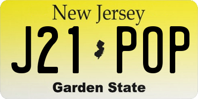 NJ license plate J21POP
