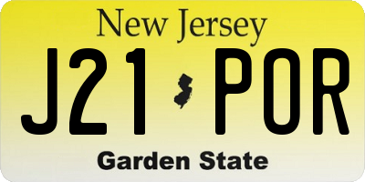 NJ license plate J21POR