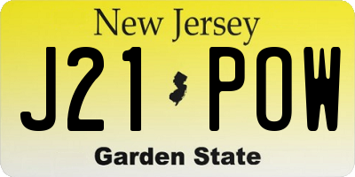 NJ license plate J21POW