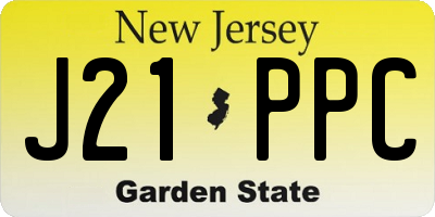 NJ license plate J21PPC