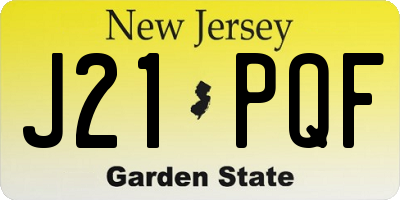 NJ license plate J21PQF
