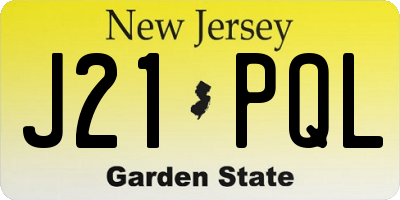 NJ license plate J21PQL