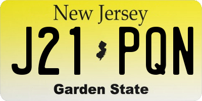 NJ license plate J21PQN