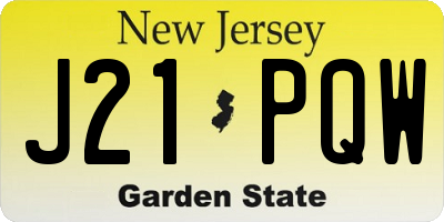 NJ license plate J21PQW