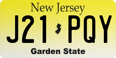 NJ license plate J21PQY