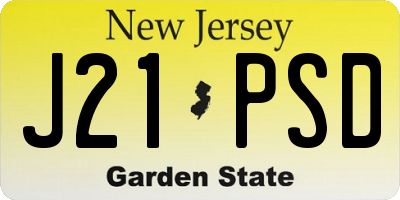 NJ license plate J21PSD