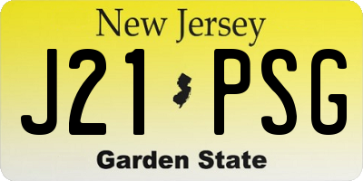 NJ license plate J21PSG