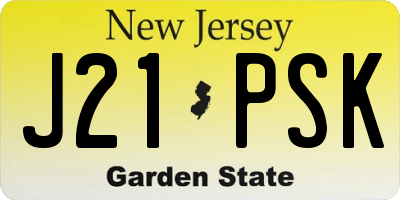 NJ license plate J21PSK