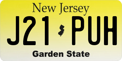 NJ license plate J21PUH