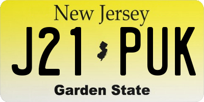 NJ license plate J21PUK