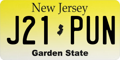 NJ license plate J21PUN