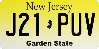 NJ license plate J21PUV