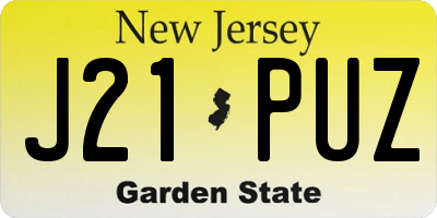 NJ license plate J21PUZ