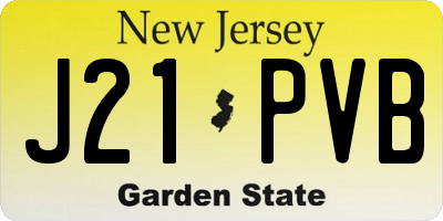 NJ license plate J21PVB
