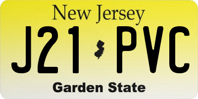 NJ license plate J21PVC