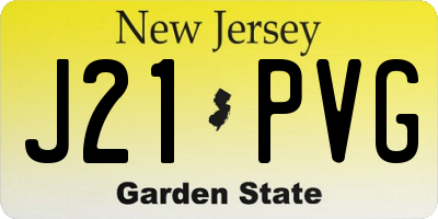 NJ license plate J21PVG