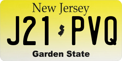 NJ license plate J21PVQ
