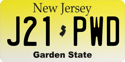 NJ license plate J21PWD